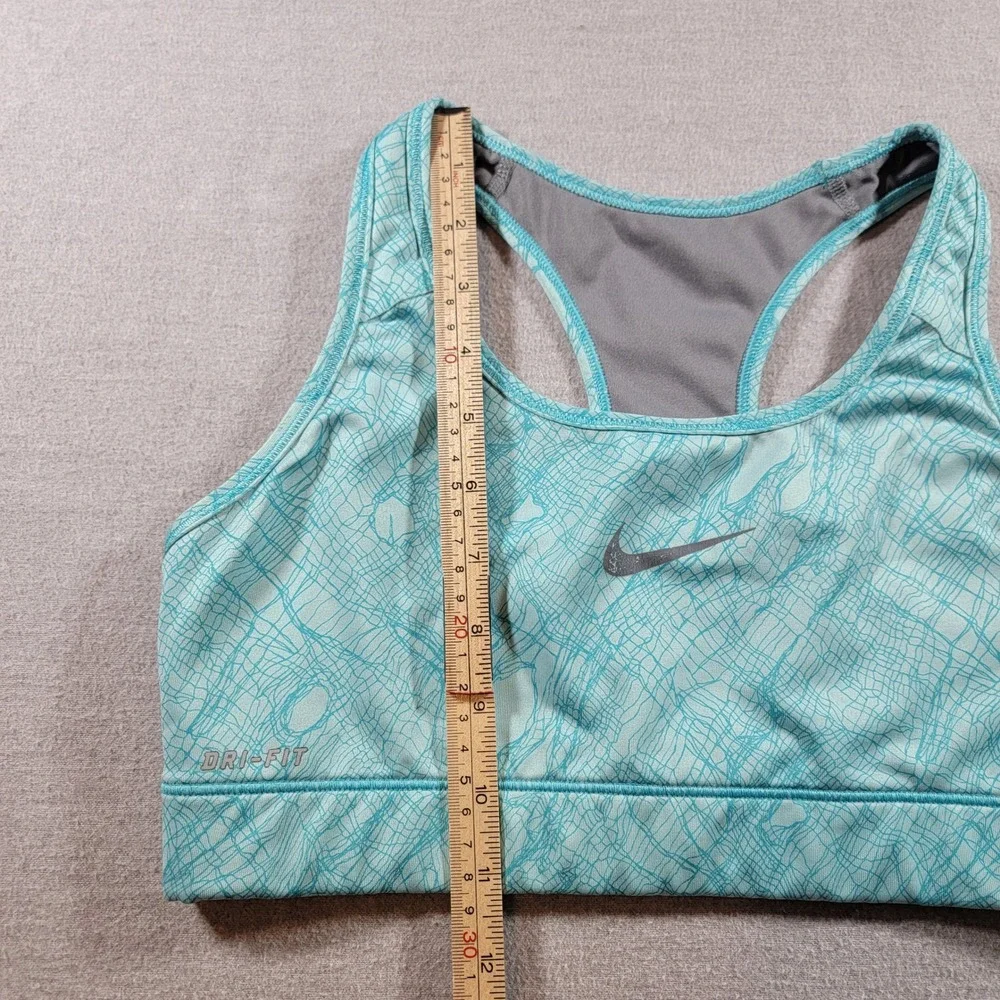 Nike Sports Bra Womens L Teal Good Dri-FIT Racerback Abstract Print Workout